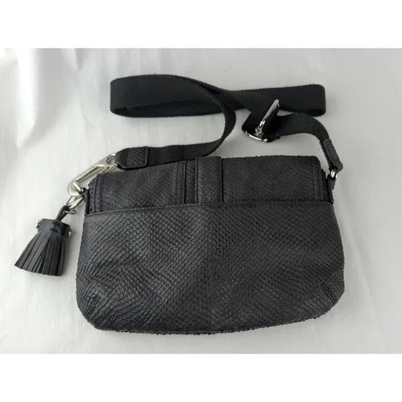 L.A.M.B By Gwen Stefani Black Leather Snake Print Crossbody Bag Voodoo Sash Saks - Picture 8 of 13